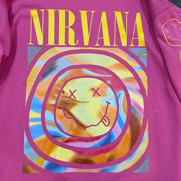 Urban Outfitters Nirvana Pink Smile Oversized Sweatshirt -Small/Medium - Picture 5 of 10